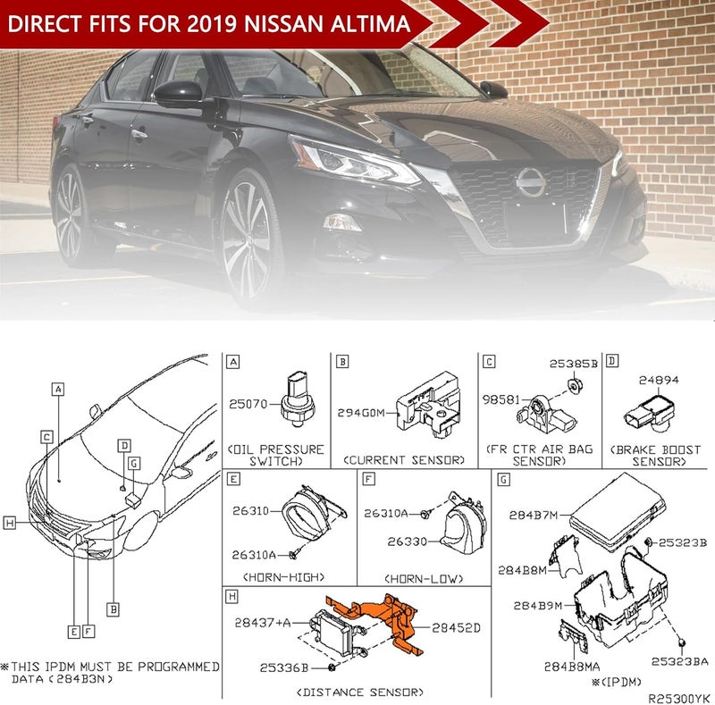 GrteRokky حامل مستشعر مسافة التحكم في السرعة متوافق مع نيسان ألتيما 2018-2020 حامل رادار أمامي بديل 28452-6CA0A 284526CA0A - Image 2